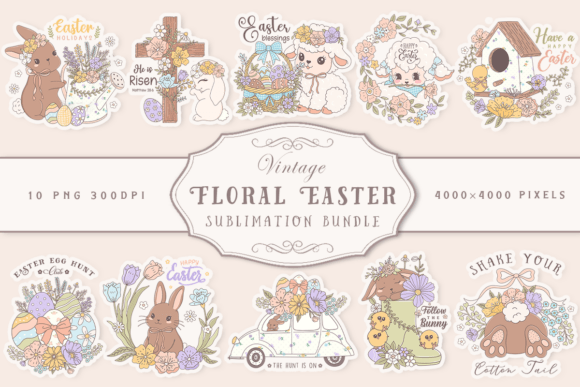 Download Vinatge Floral Easter Sublimation Bundle - Premium Bundle